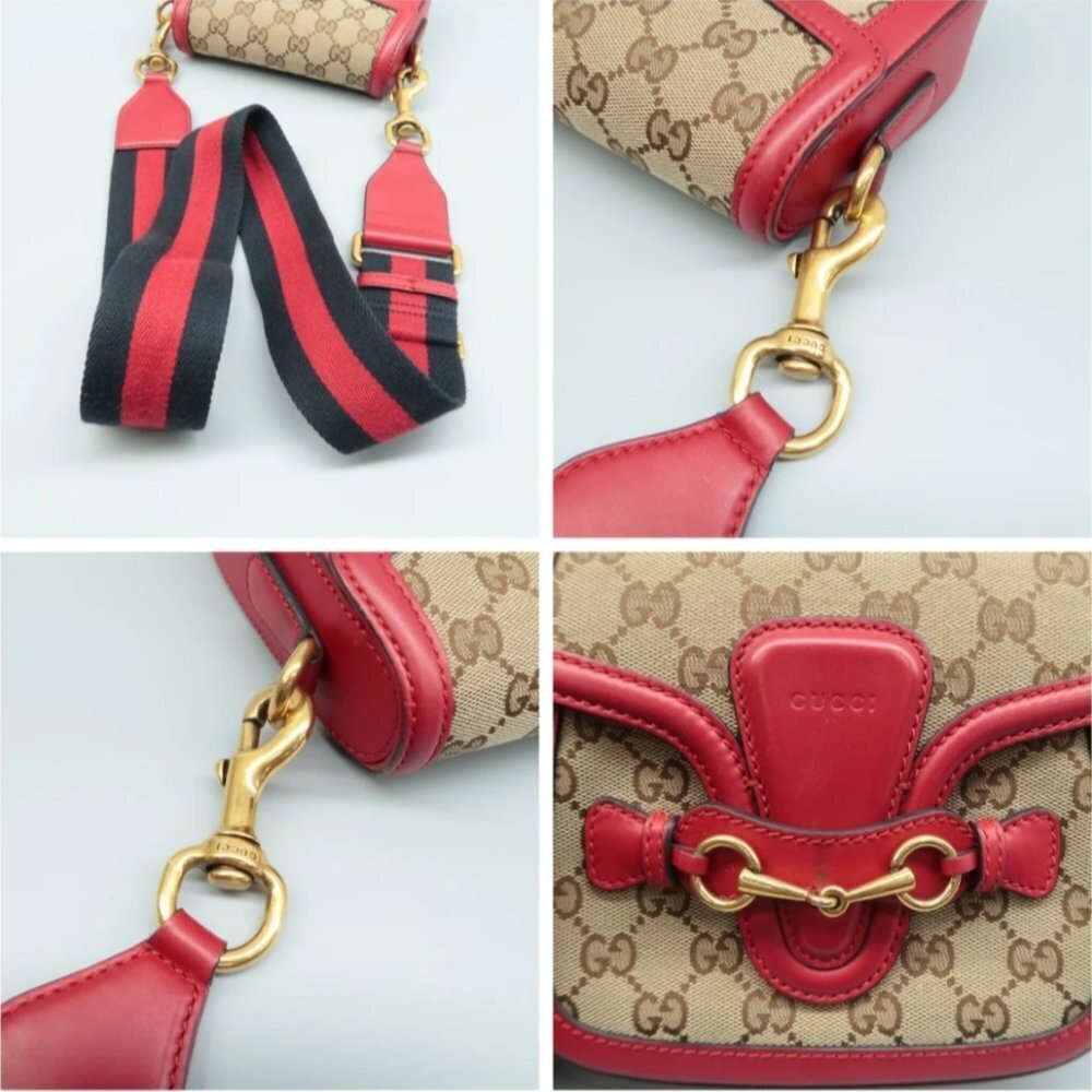 100% Authentic GUCCI Brown&Red Cloth Crossbody Bag - Picture 7 of 12